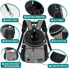 PetAmi front carrier with breathable mesh and reflective trim for safety