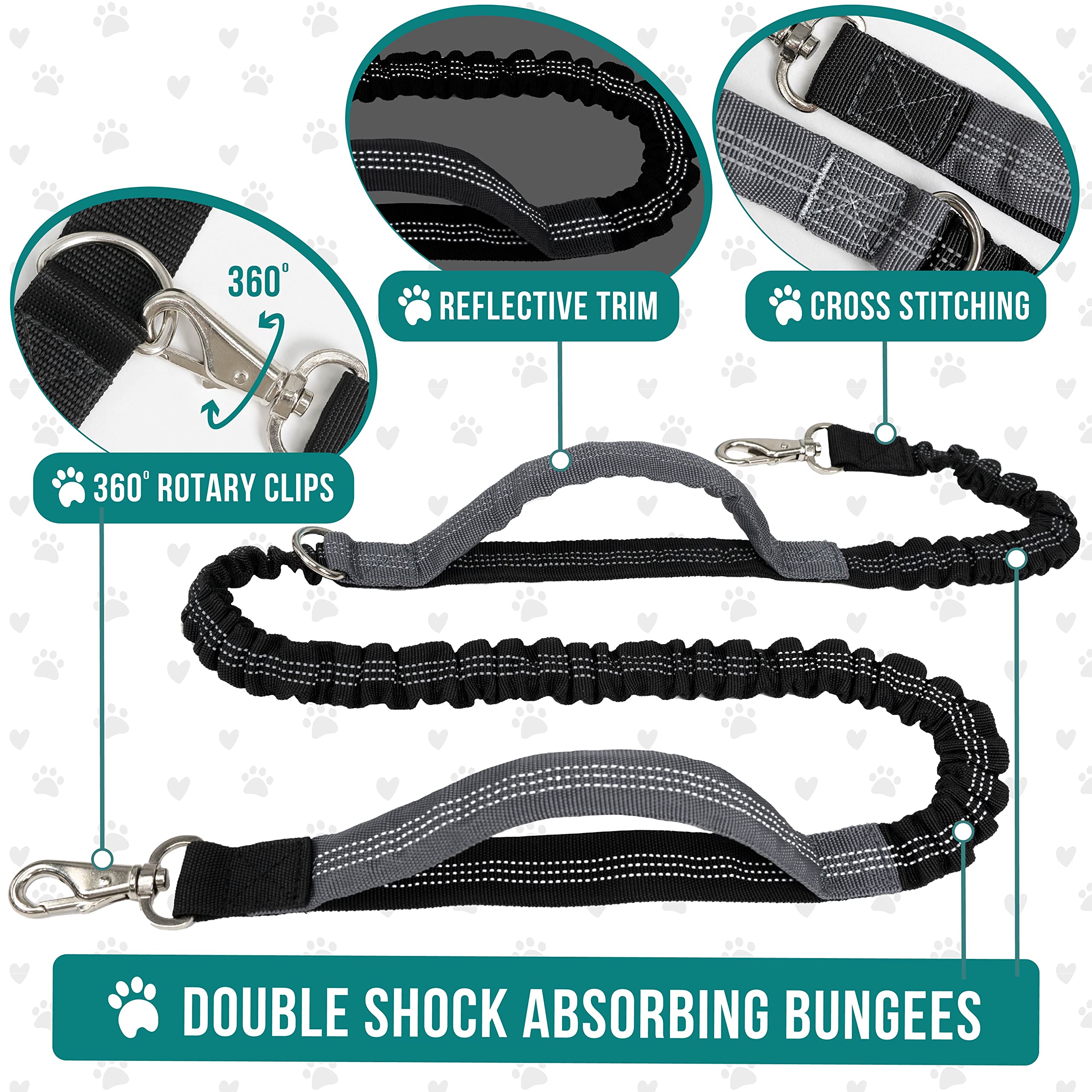 PetAmi dual padded handles offer comfortable grip on runs.