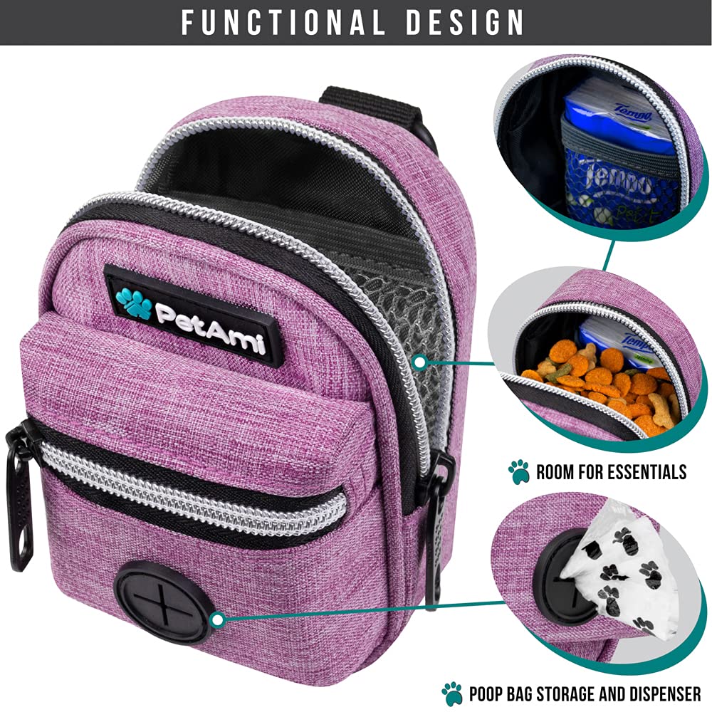 PetAmi leash clip-on poop bag holder keeps bags within reach.