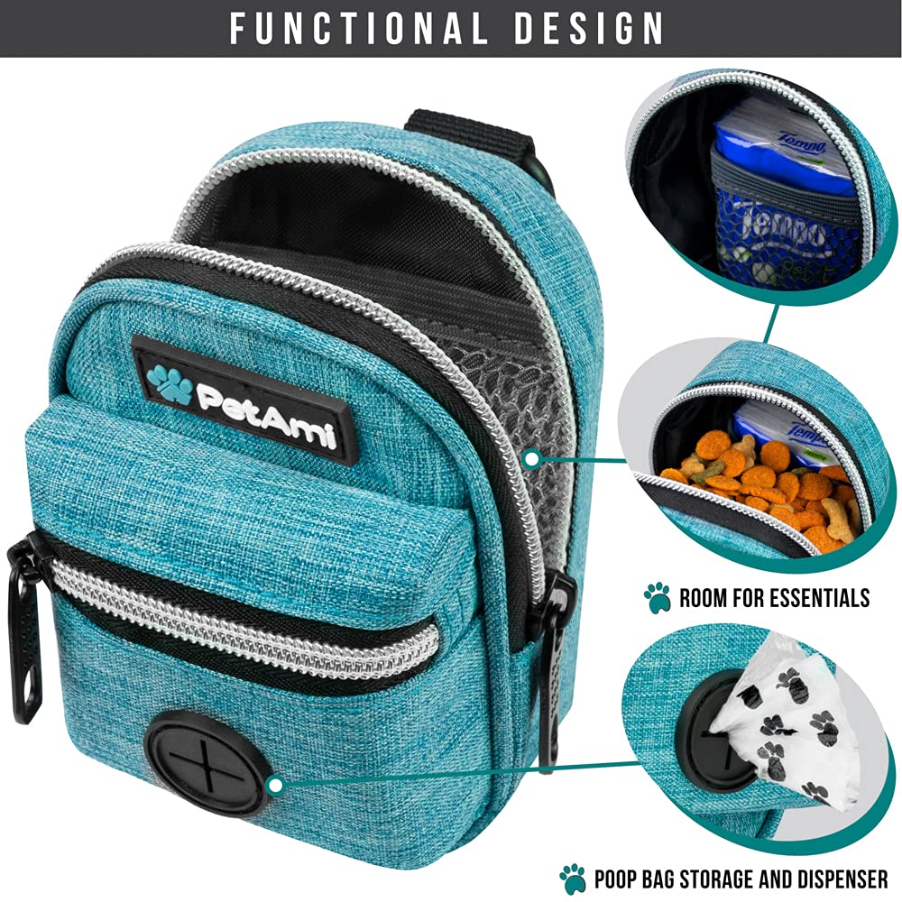 PetAmi clip-on attachment keeps the dispenser secure during walks.