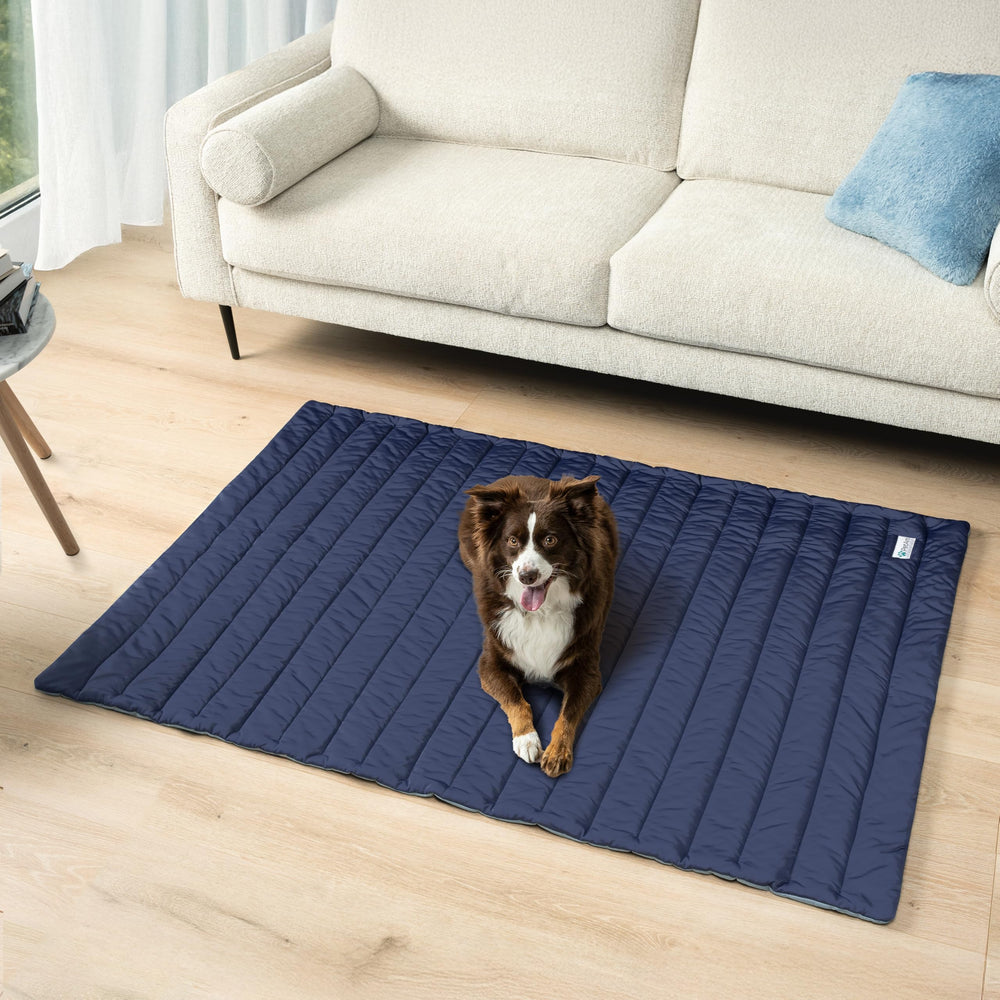 PetAmi navy-dustyblue fabric provides stylish, pet-friendly protection.
