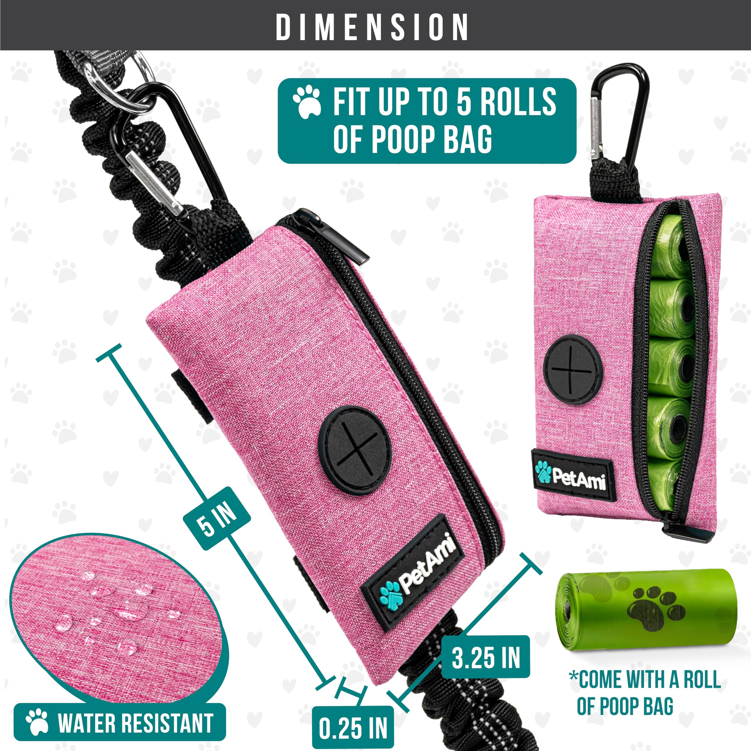 PetAmi oxford polyester poop bag holder is durable for daily use