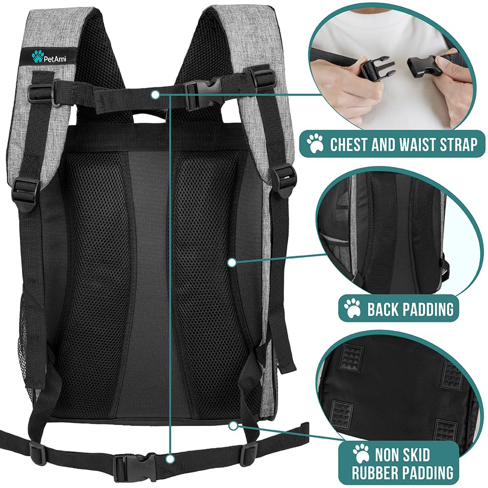 PetAmi padded shoulder straps provide comfort on long trips
