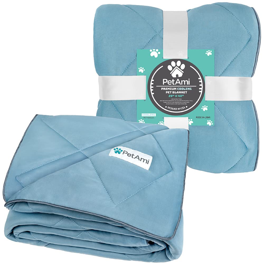 PetAmi Premium Cooling Dog Blanket closeup-fiber highlights soft breathable plush texture