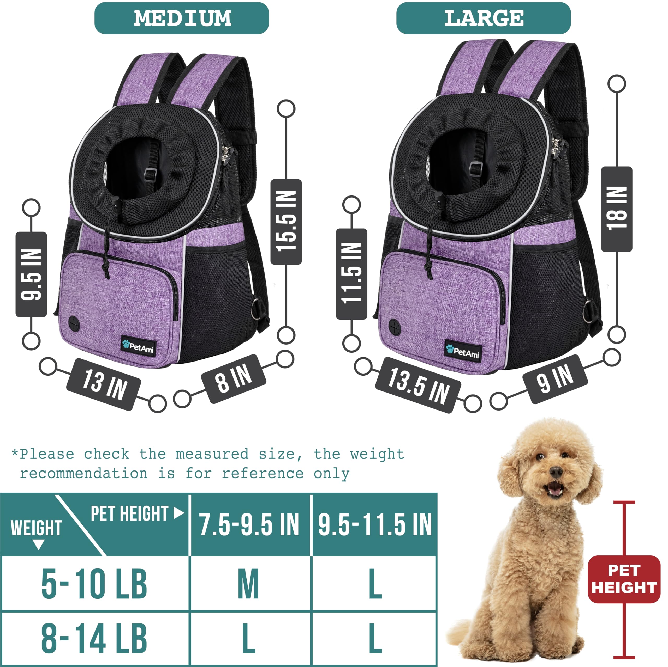 PetAmi carrier with reflective trim for safety during low-light activities.