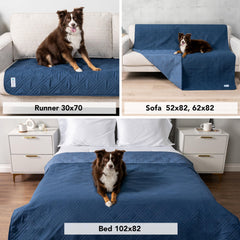 PetAmi reversible blue furniture cover offers two looks for sofa and bed.