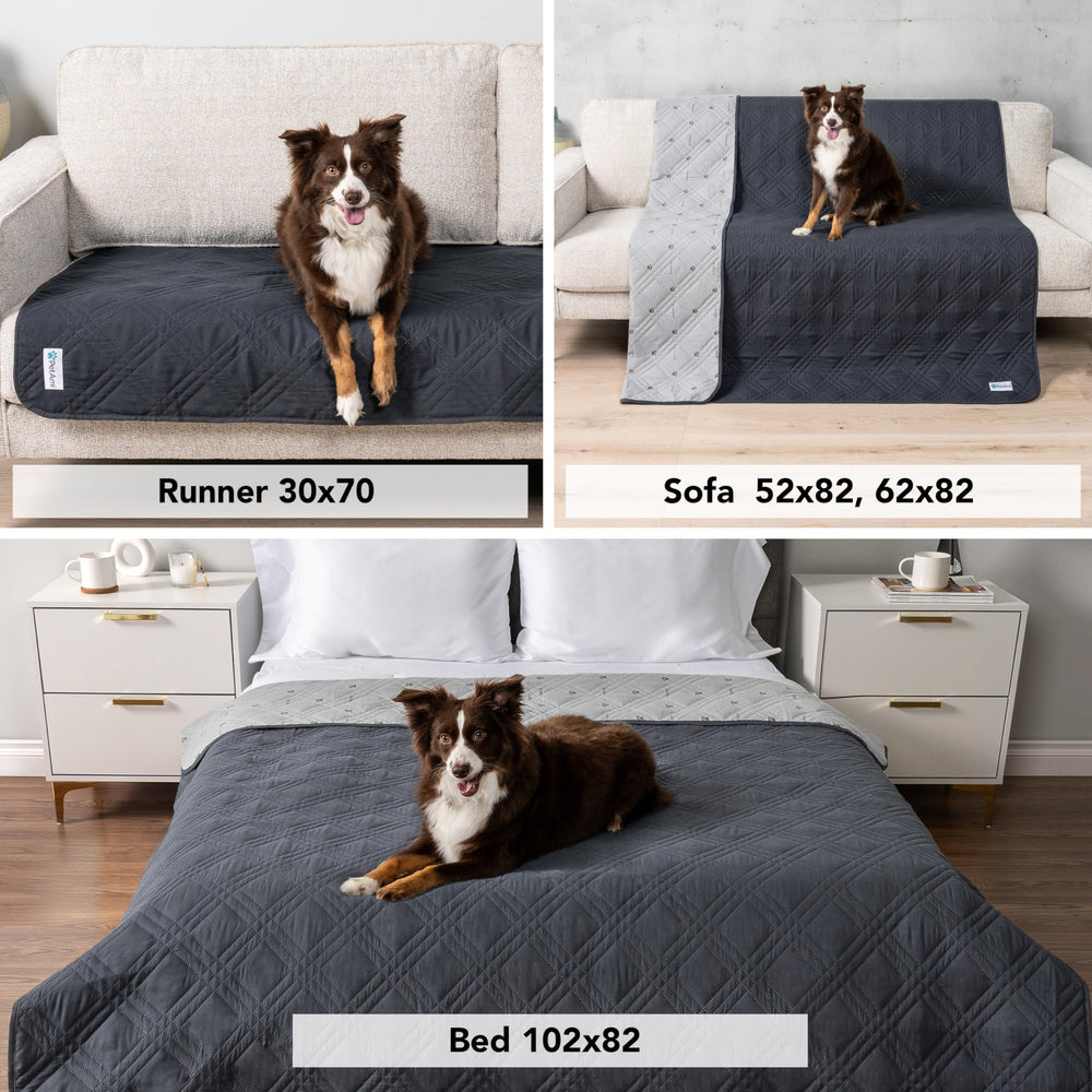 PetAmi reversible sofa cover draped over a couch for versatile protection.