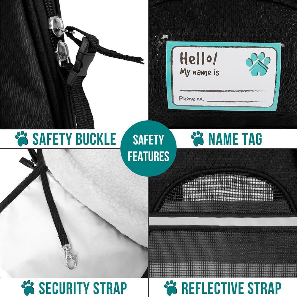 PetAmi safety features with buckle zippers and reflective trim for safer outings