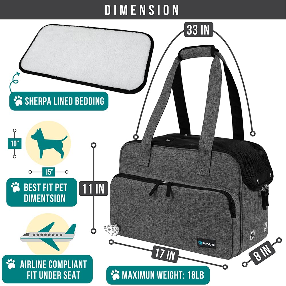 PetAmi small dog purse carrier back view showing reinforced structure and privacy entry.