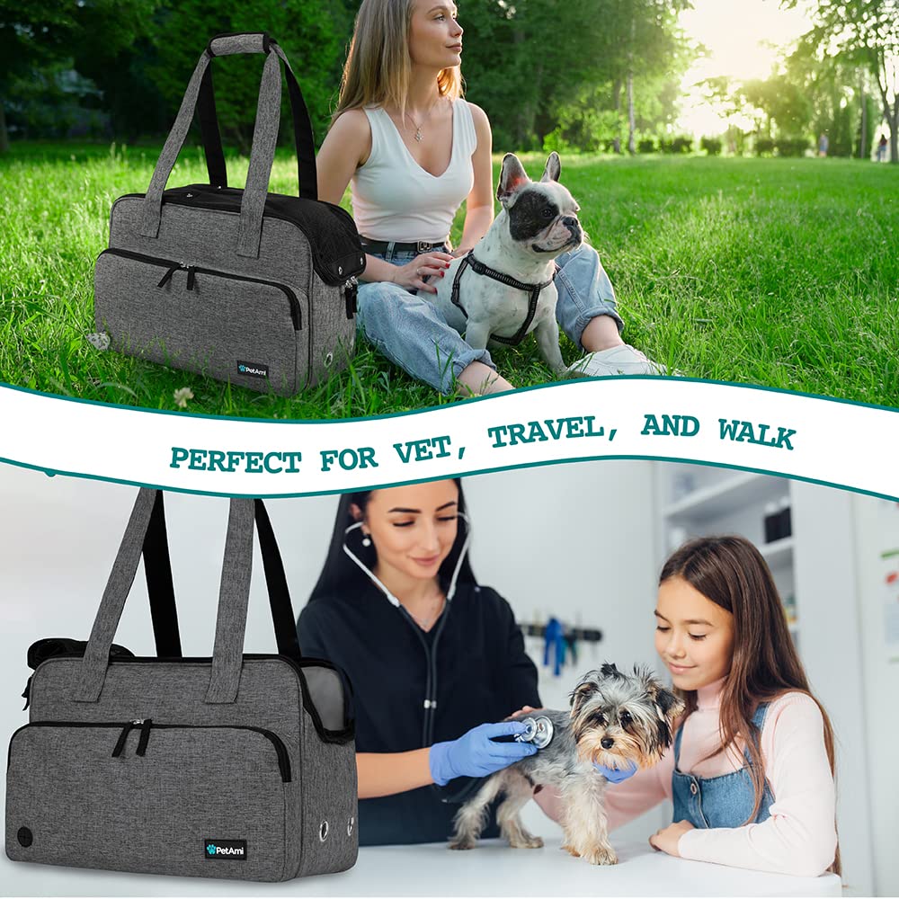 PetAmi small dog purse carrier sturdy carry handles for easy transport.