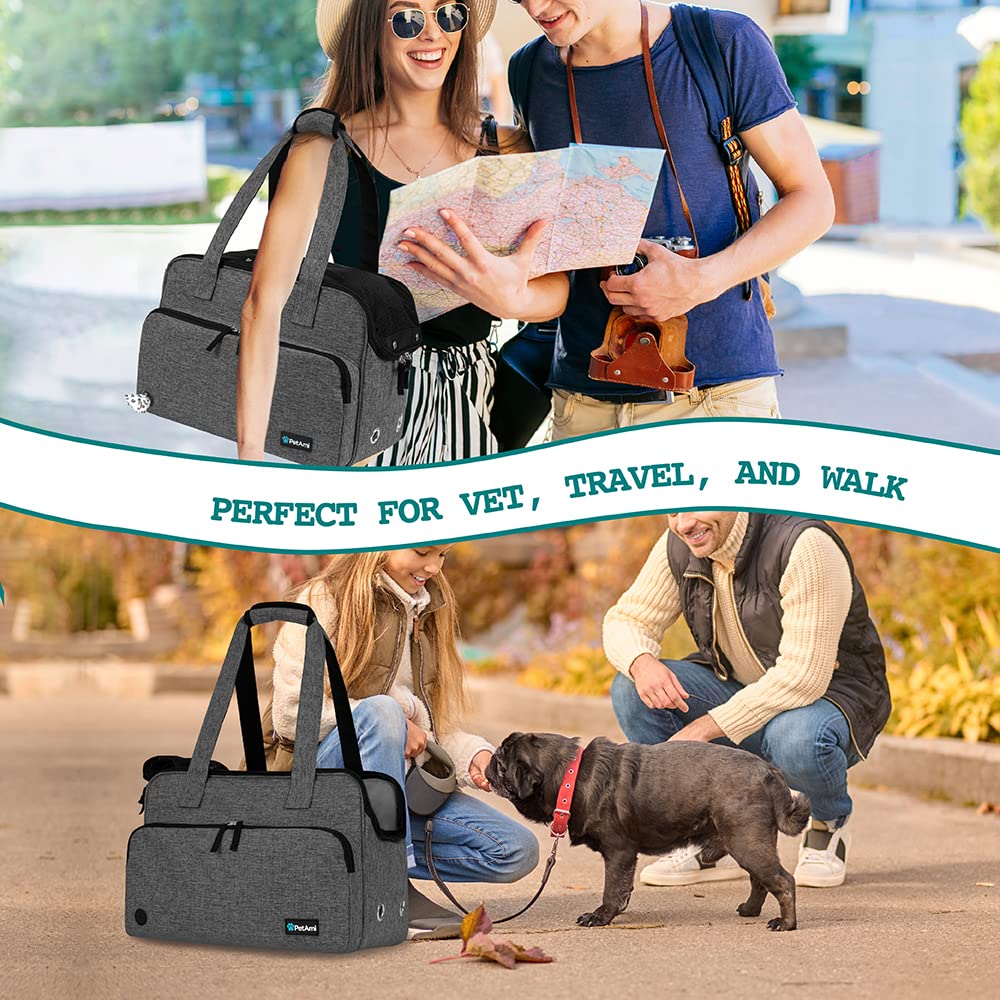 PetAmi small dog purse carrier supports up to 18 lbs for pets.