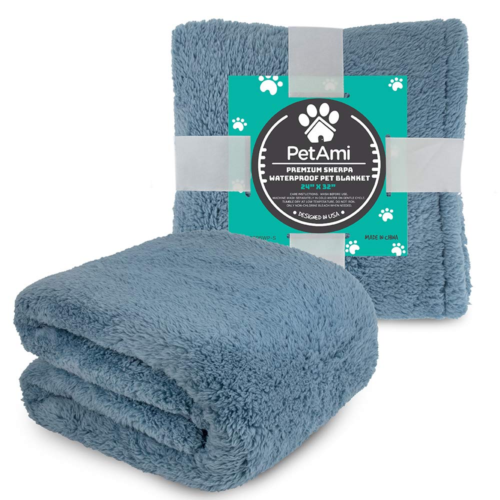 PetAmi 24x32 dust blue blanket suitable for small to medium dogs and cats.