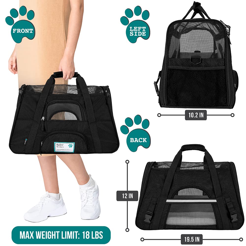 PetAmi soft-sided carrier with ventilated mesh for cat or small dog comfort
