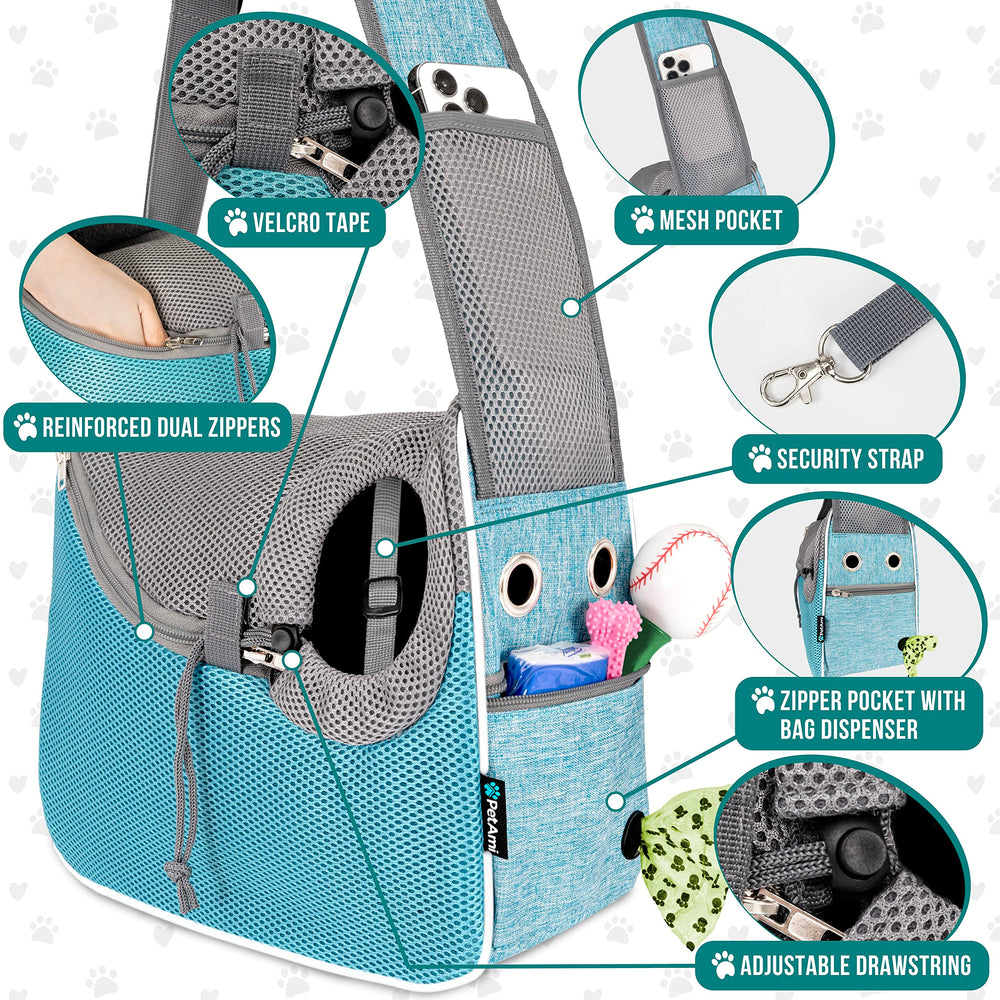 PetAmi ventilated mesh design image highlights airflow and breathable carrier for small pets.