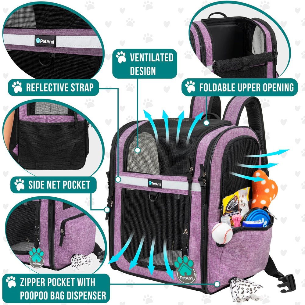 PetAmi ventilated pet backpack mesh window for airflow and visibility