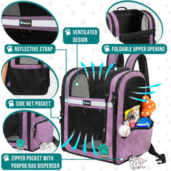 PetAmi ventilated pet backpack mesh window for airflow and visibility