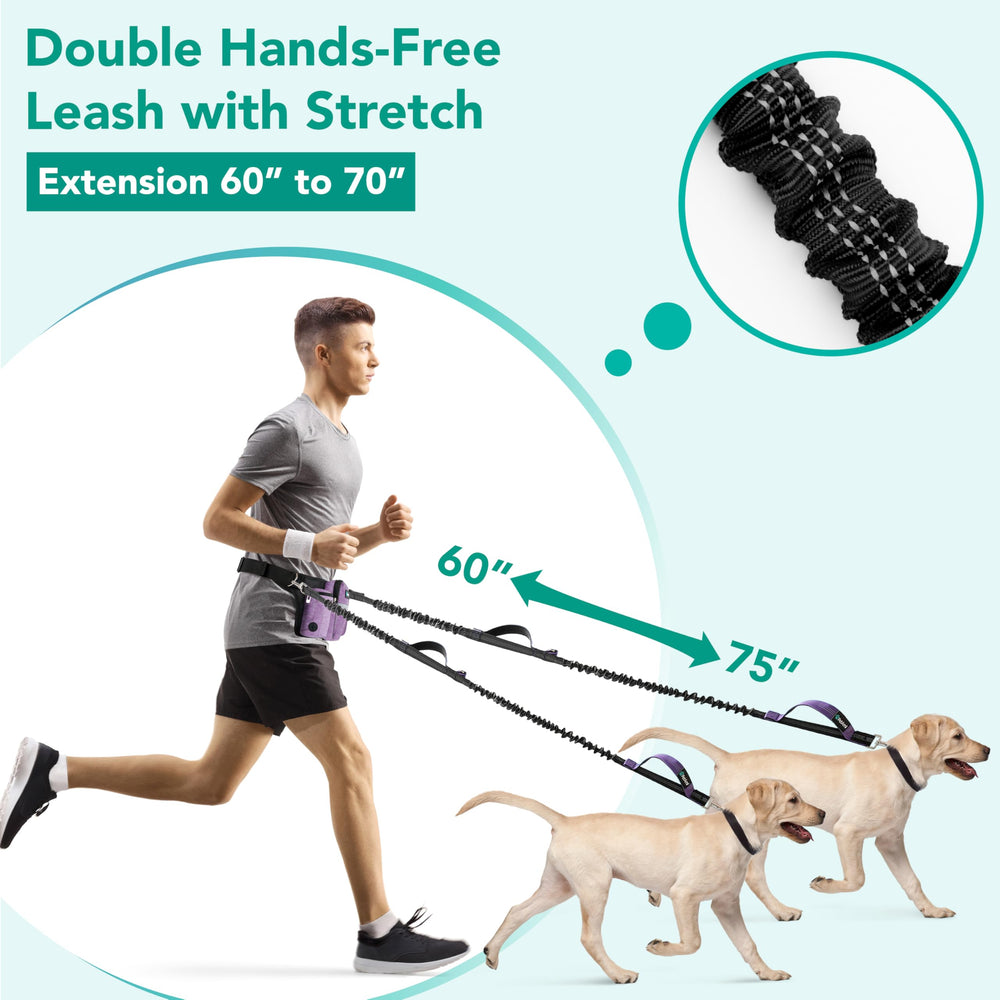 PetAmi Waist Belt Leash adjustable fit supports comfortable runs.