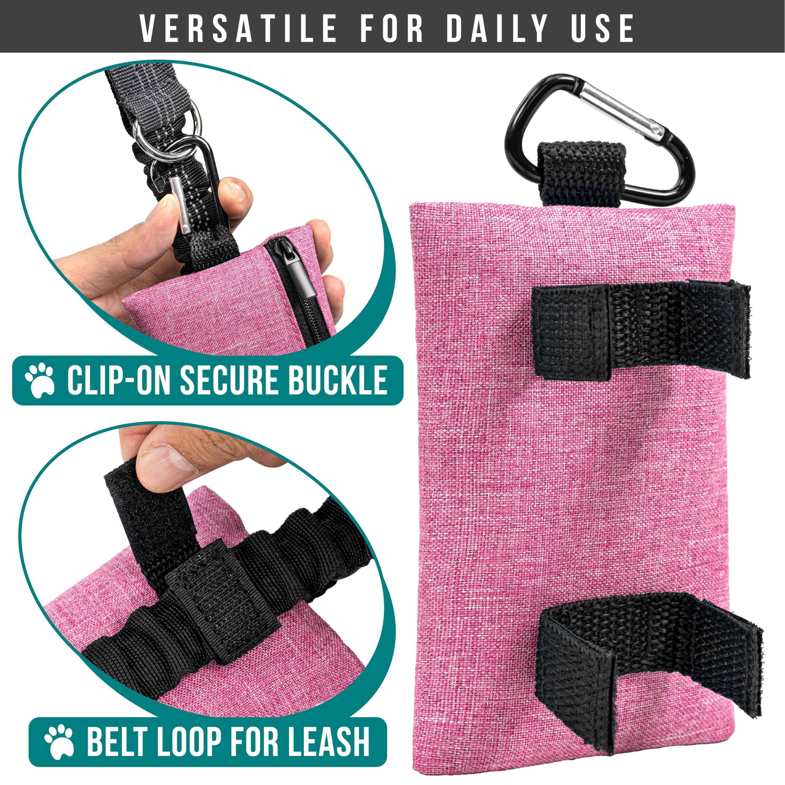 PetAmi walking bag shows zipper pocket for essentials during strolls