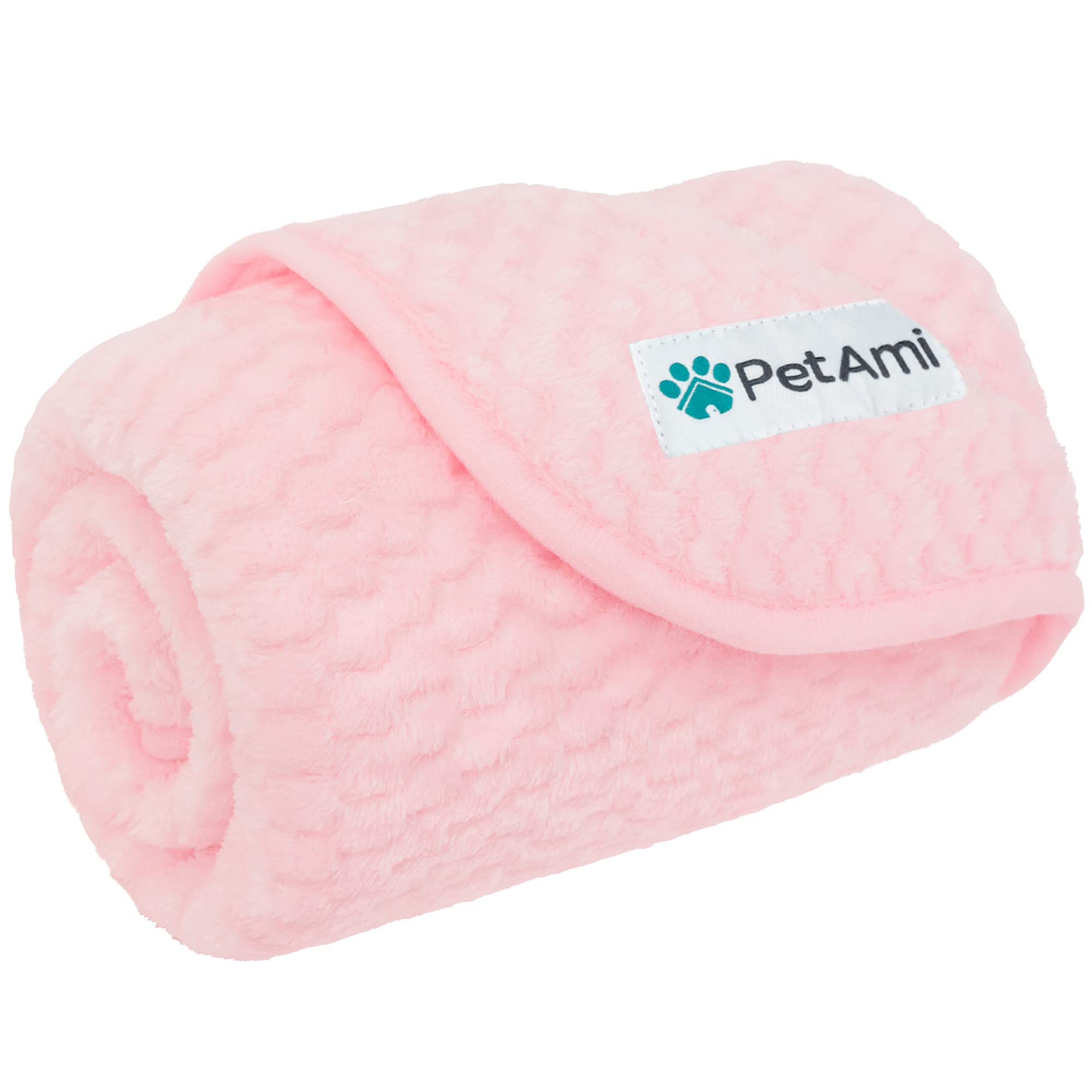 PetAmi waterproof dog blanket in pink on couch showing leakproof furniture protection