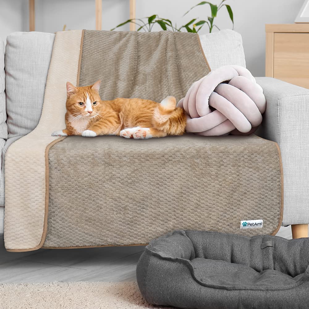 PetAmi Waterproof Dog Blanket taupe-beige color complements decor and hides pet hair.