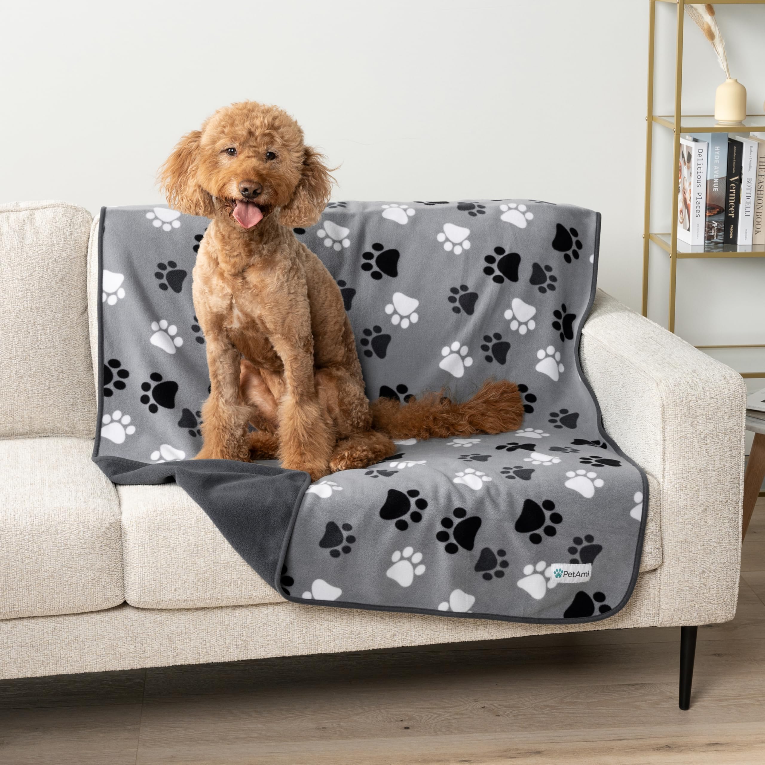 PetAmi waterproof pet blanket reversible fleece for cozy snuggles.