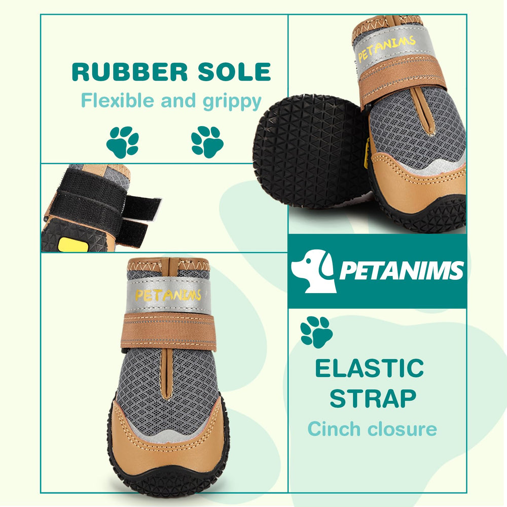 Petanims dog shoes gray packaging and soft fabric closeup indicating machine washable convenience
