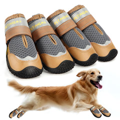 Petanims dog shoes gray side view showing double straps for secure fit and winter protection