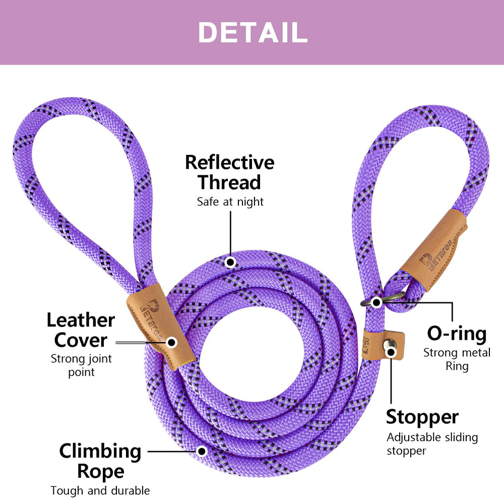 Petarea rope leash with reflective thread enhances safety during night walks