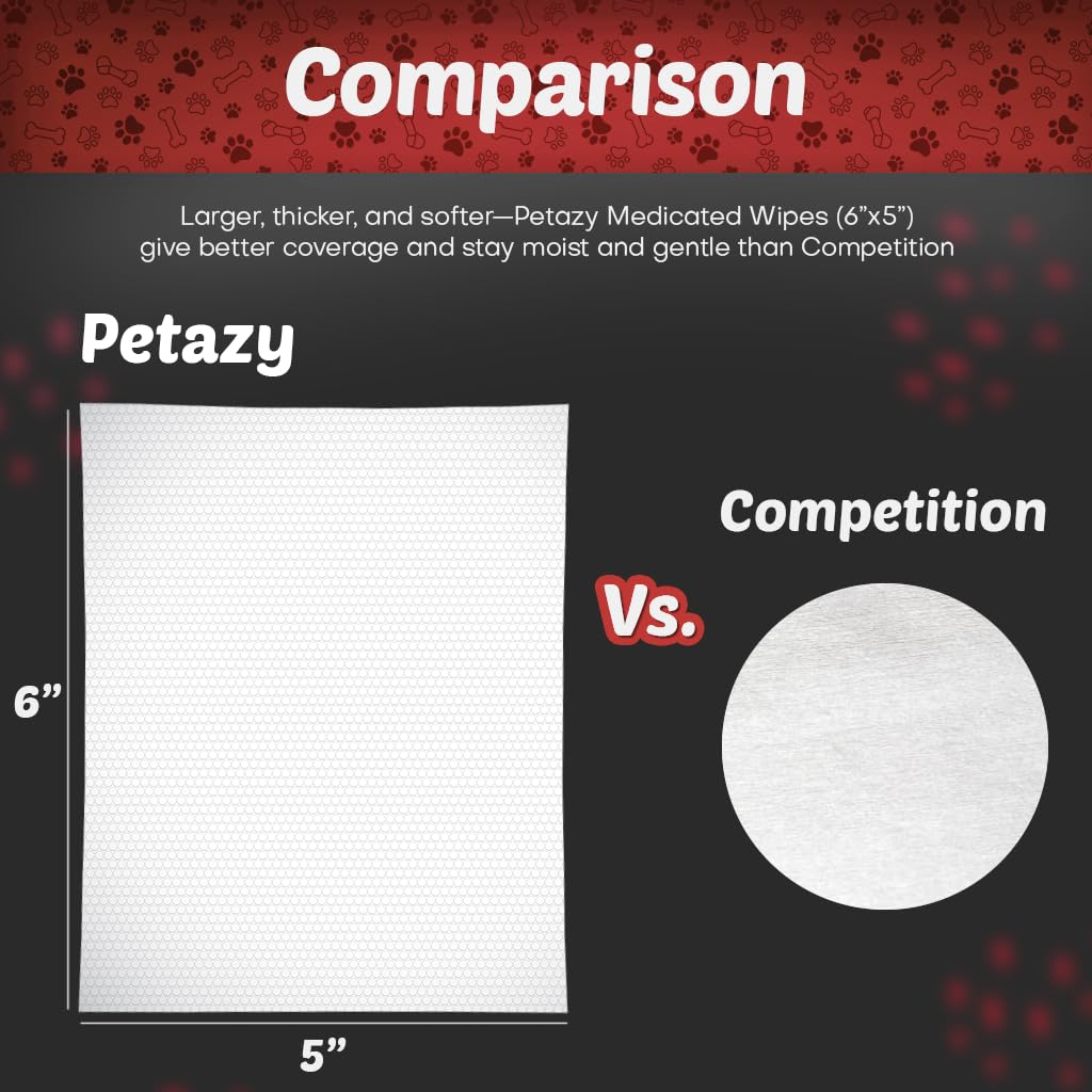 Petazy 2% wipes on a dog's paw for quick spot cleaning.