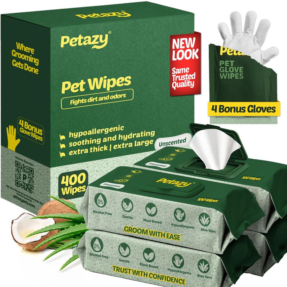 Petazy 400 dog wipes pack for quick freshening and deodorizing