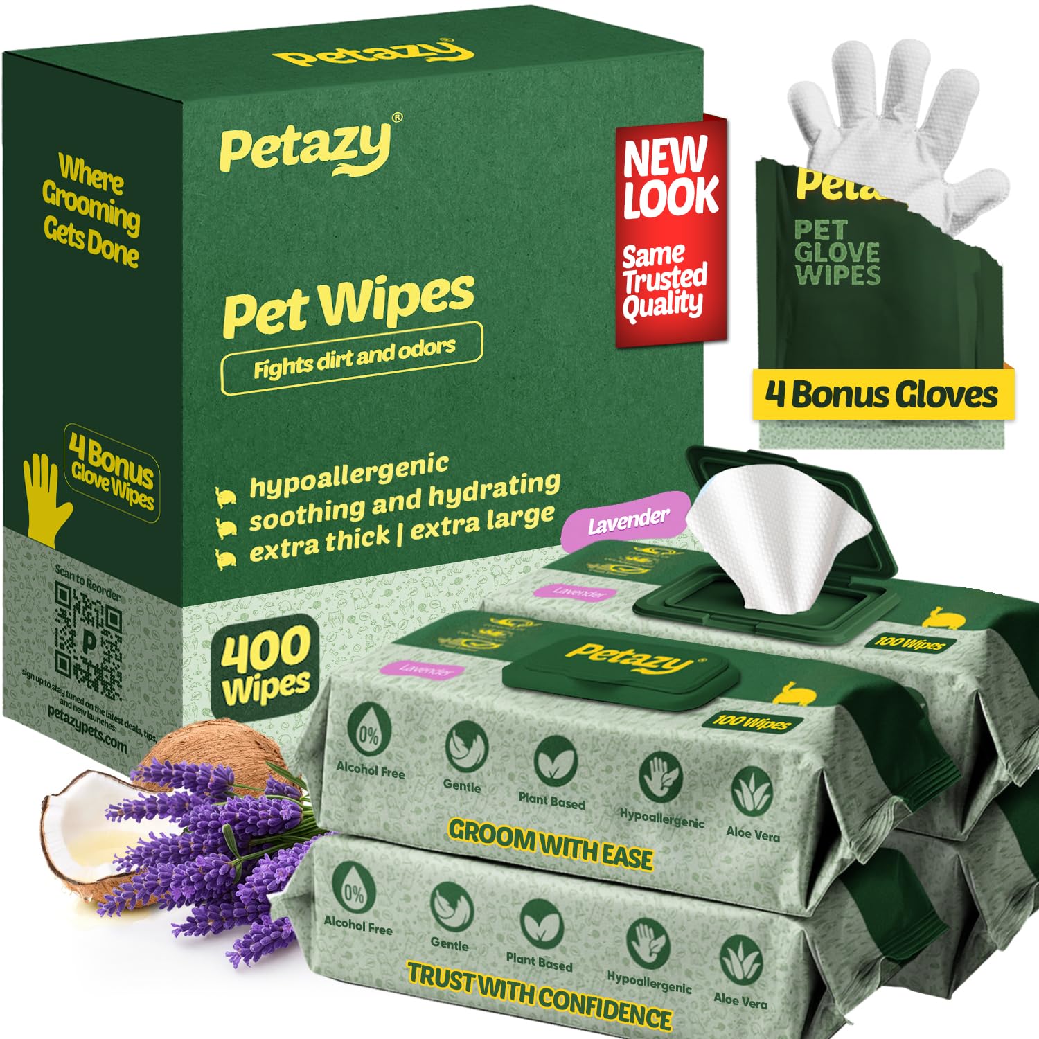 Petazy 400 dog wipes-paws for quick, gentle paw cleanup after muddy walks