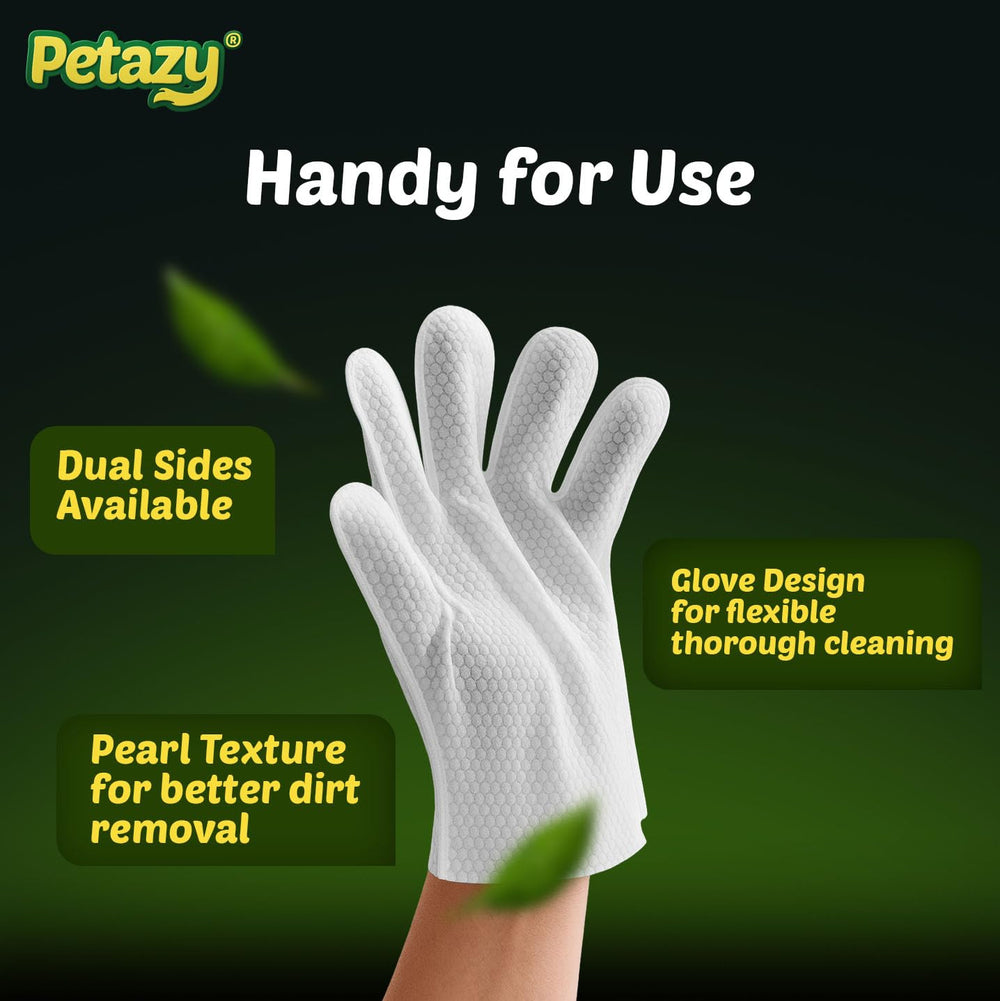 Petazy Pet Glove Wipes no-rinse convenience for quick cleanup after outdoor play.