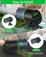 Petbank fish feeder USB charging image shows convenient rechargeable power for vacation feeding.