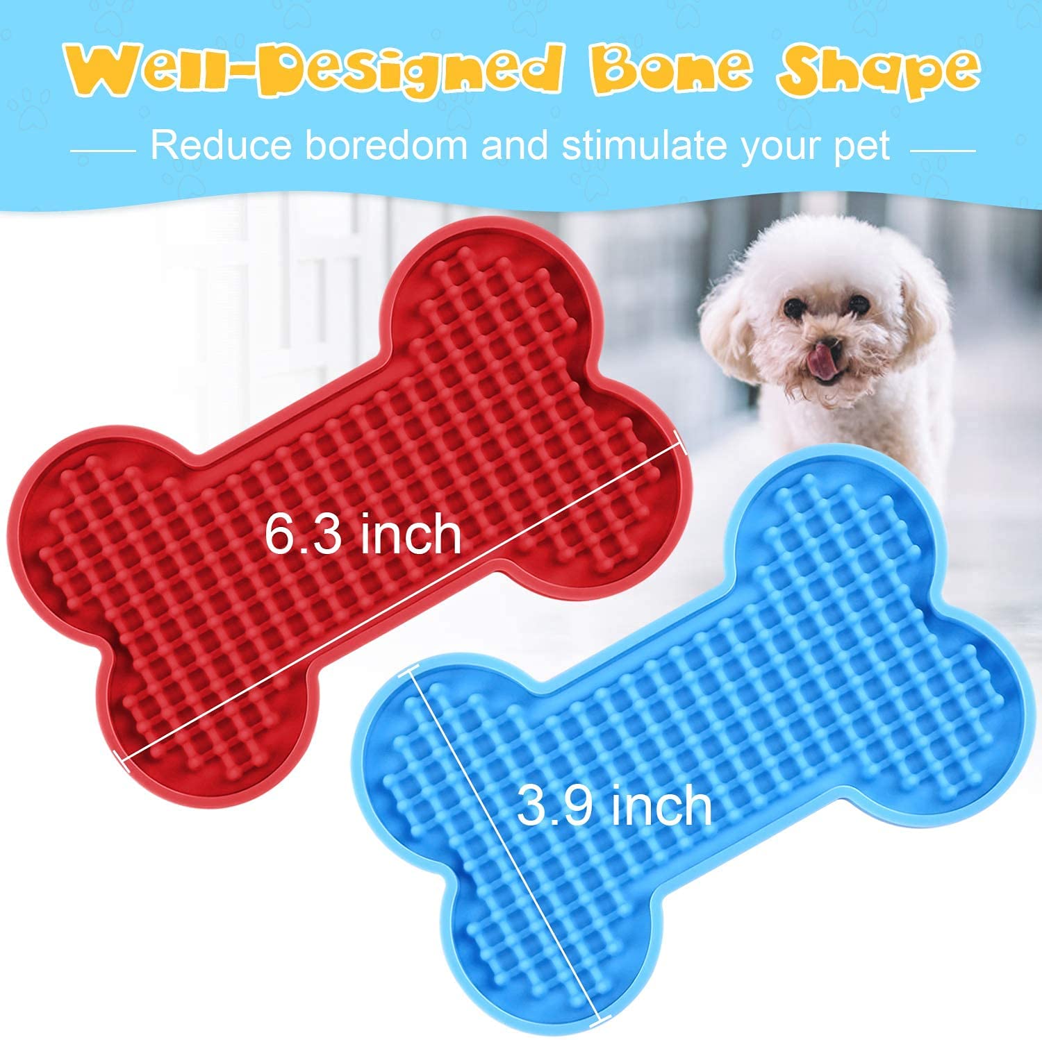 Petbank Lick Mat showing 18 suction cups to prevent slipping on tubs.