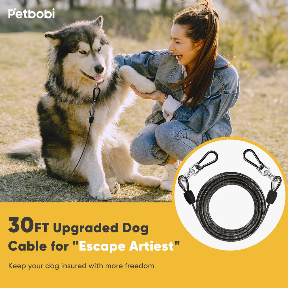 Petbobi 6mm stainless steel wire with PVC coating resists weather.