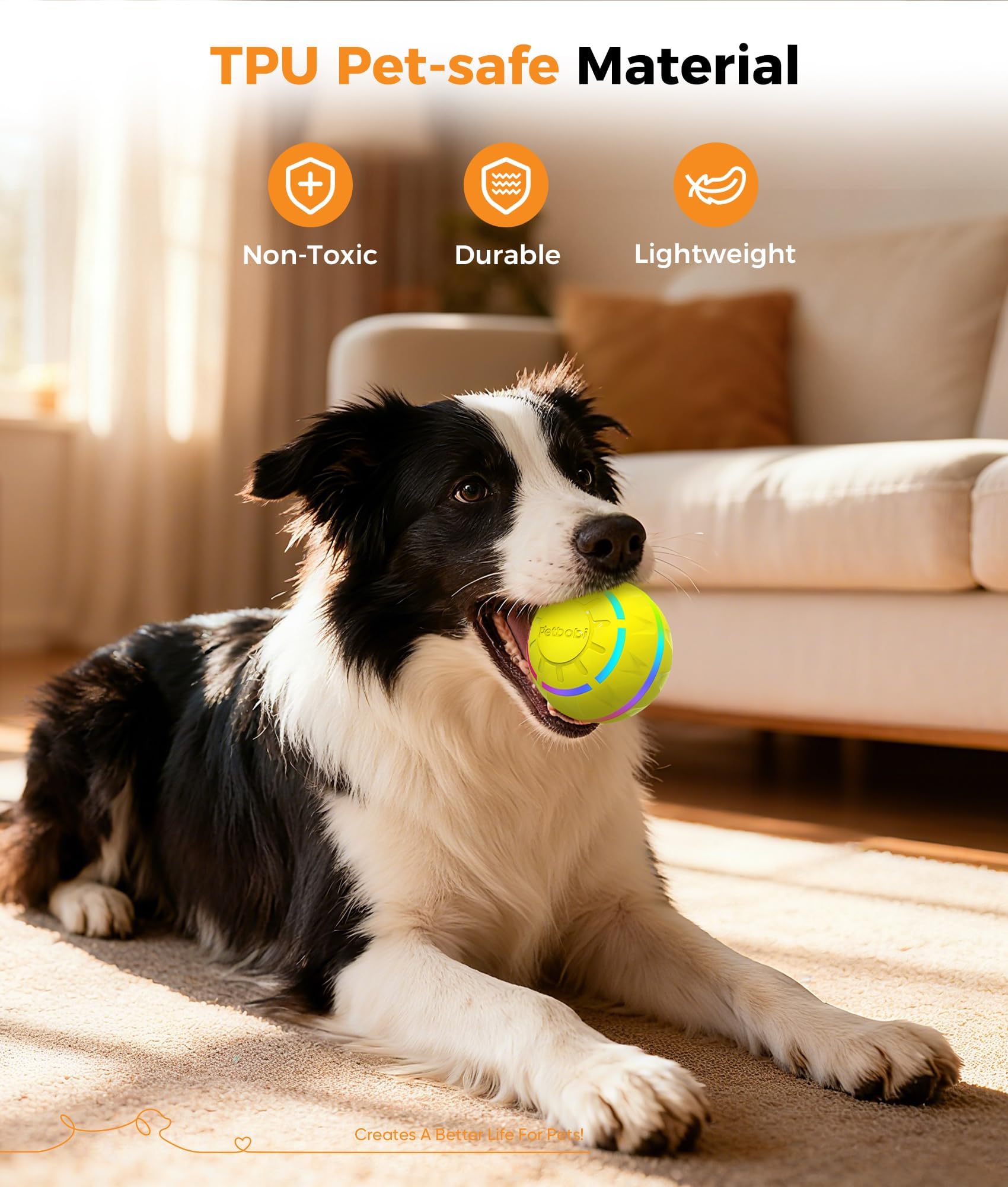 Petbobi active bouncing ball designed for small and medium dogs.