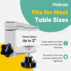 Petbobi clamp-on-table setup highlights quick, tool-free installation