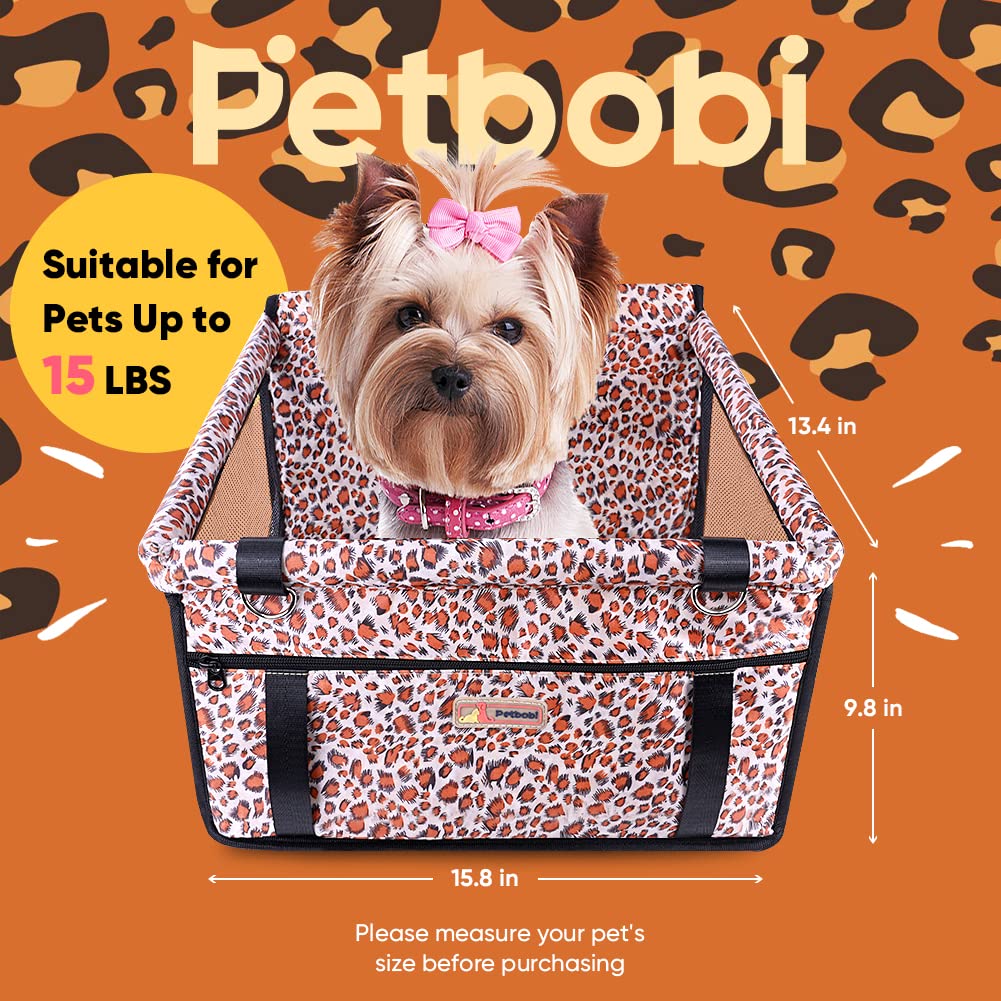 Petbobi dog seat front view highlighting booster height and secure fit