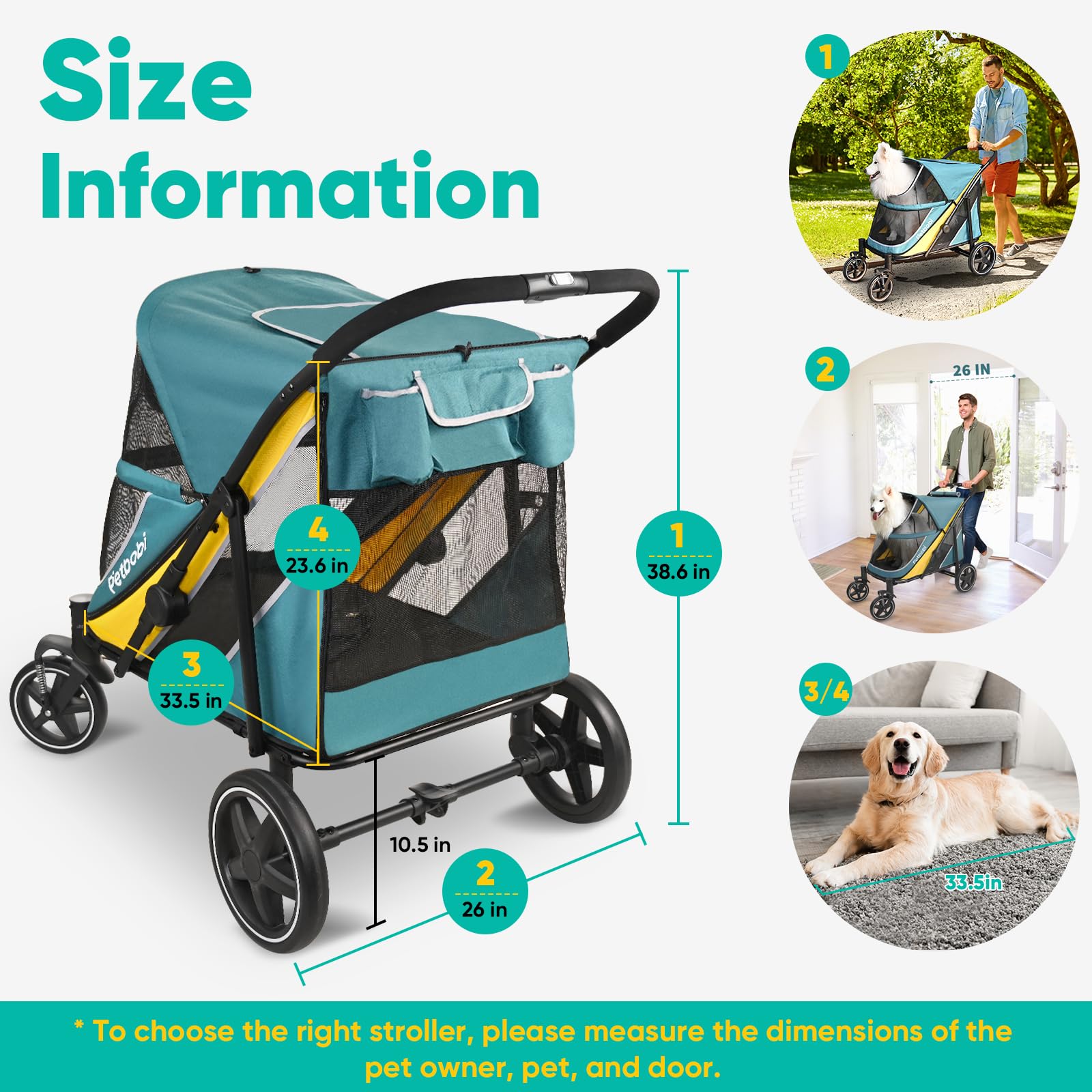 Petbobi dog stroller dual-entry design aids senior pets entering from front or rear.