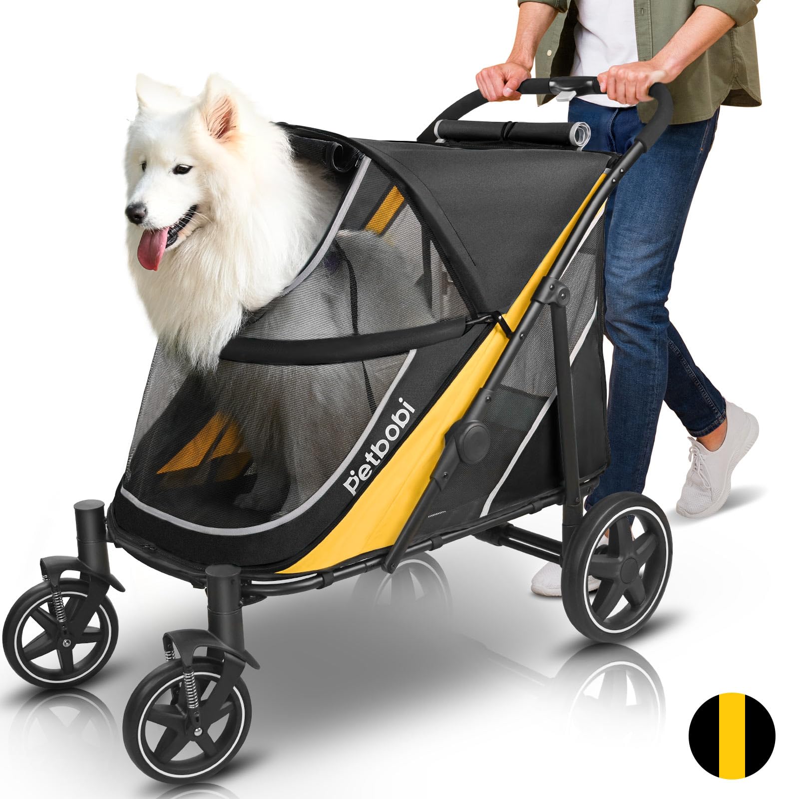 Petbobi dog stroller with easy-fold mechanism for quick transport