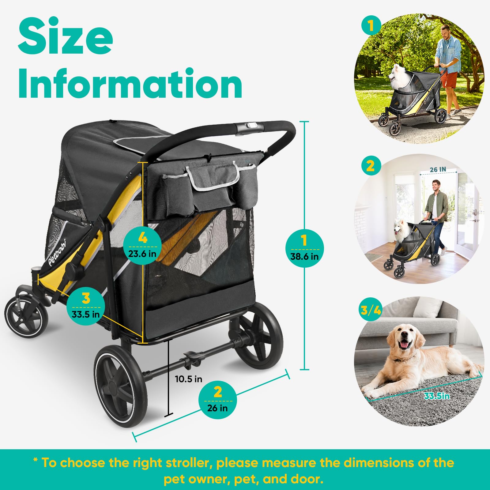 Petbobi dog stroller front-entry shows convenient access for pets
