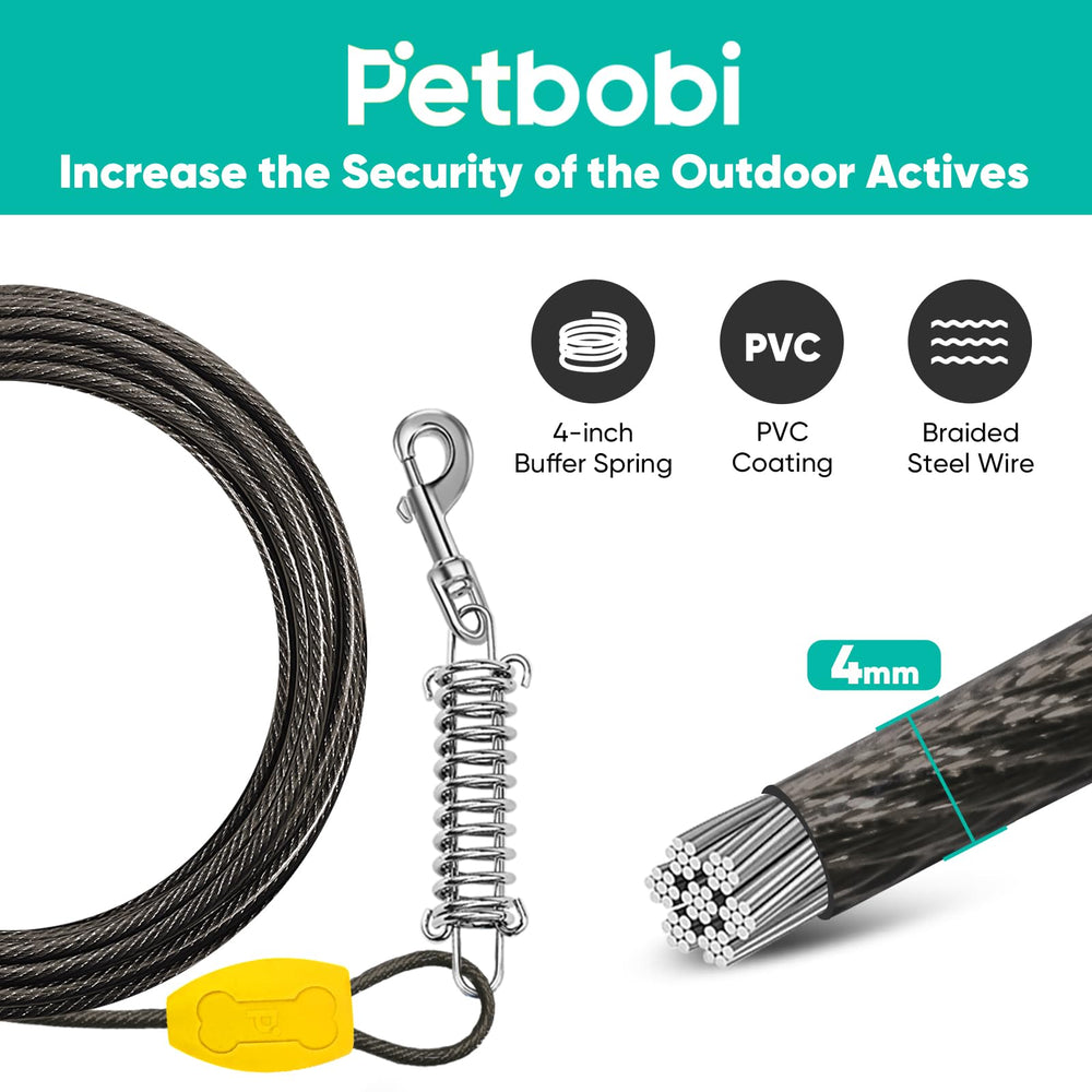 Petbobi dog tie-out stake 16inch securely anchors outdoors for camping or beach use.