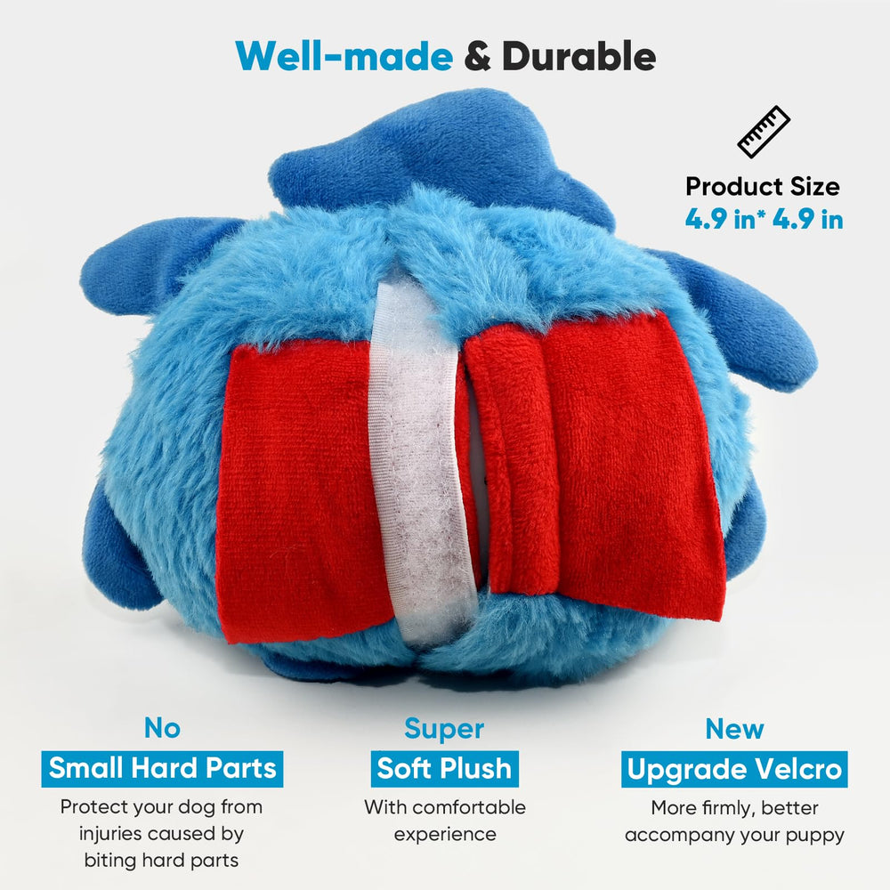 Petbobi plush blue toy is ideal for small and medium breeds.