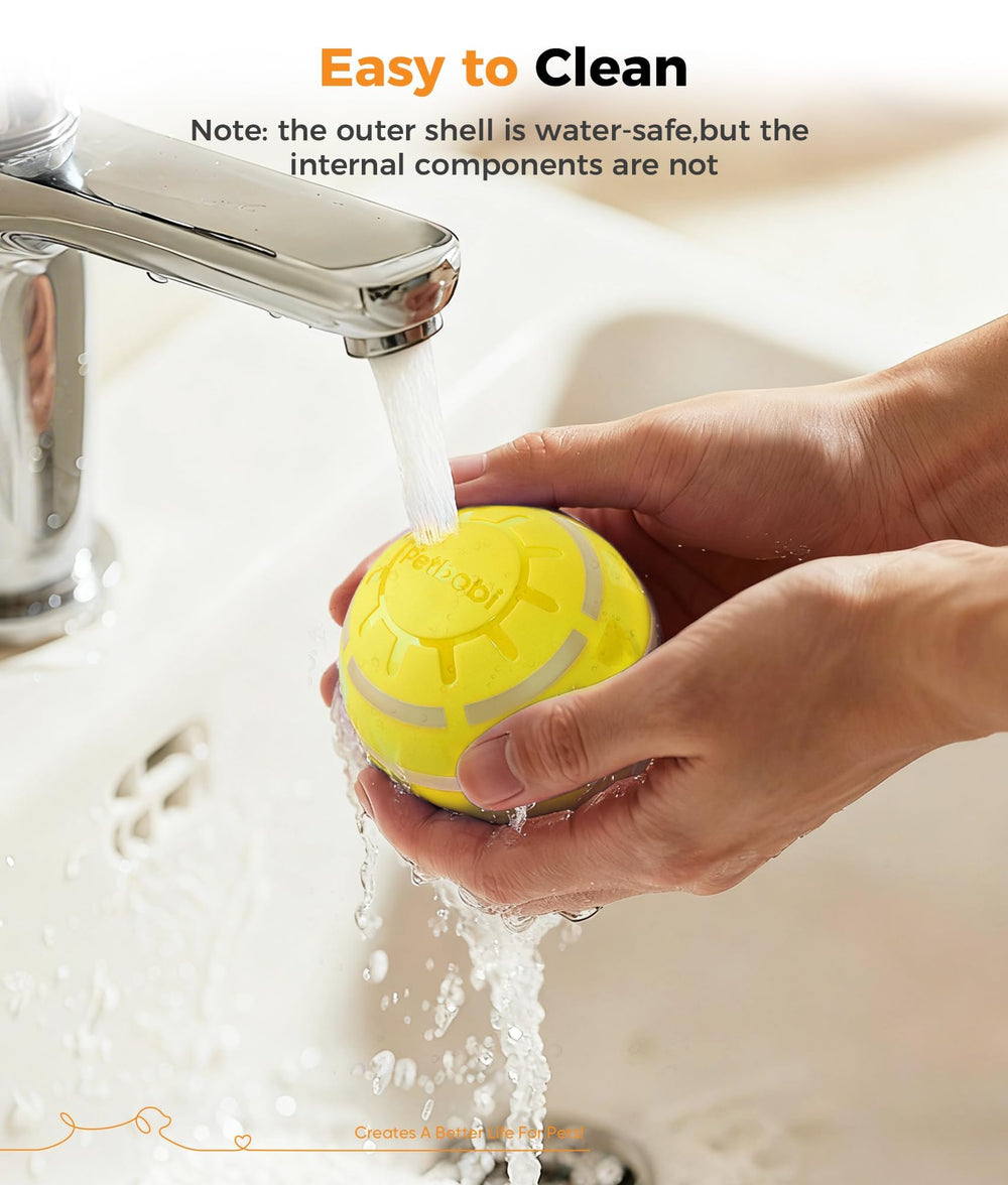 Petbobi durable TPU shell dog ball that's easy to clean after play.