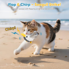 Petbobi flapping-bird-toy chirp-sounds stimulate curiosity and playful interaction.