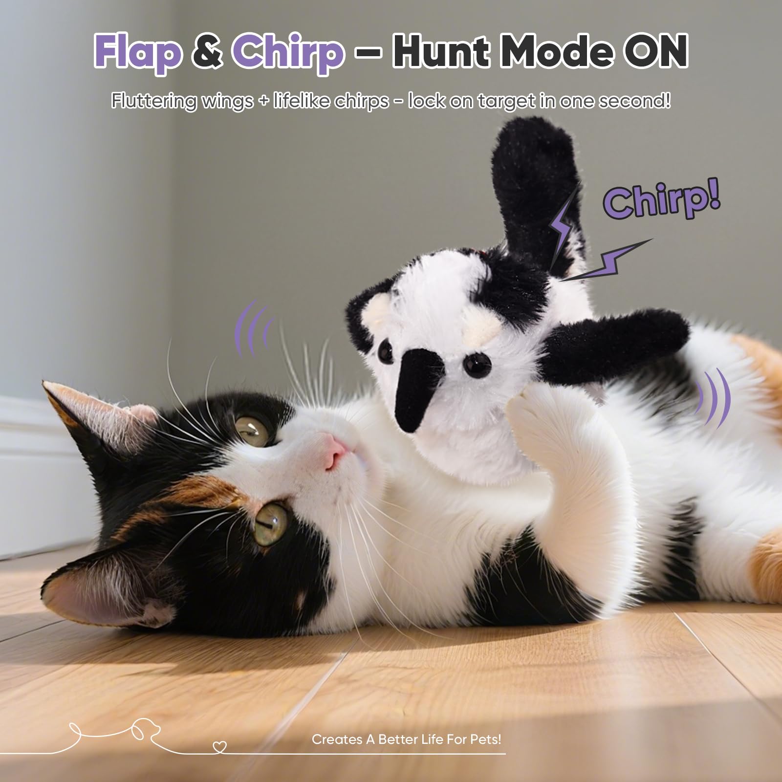 Petbobi flapping bird toy chirping sounds attract cats