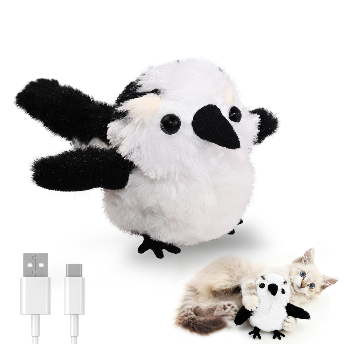 Petbobi flapping bird toy wings in action for engaging indoor play