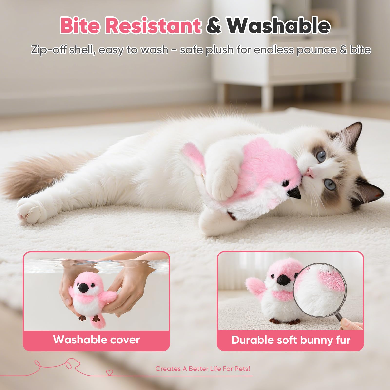 Petbobi Flappy Bird Cat Toy motion-activation keeps cats entertained when you are away.
