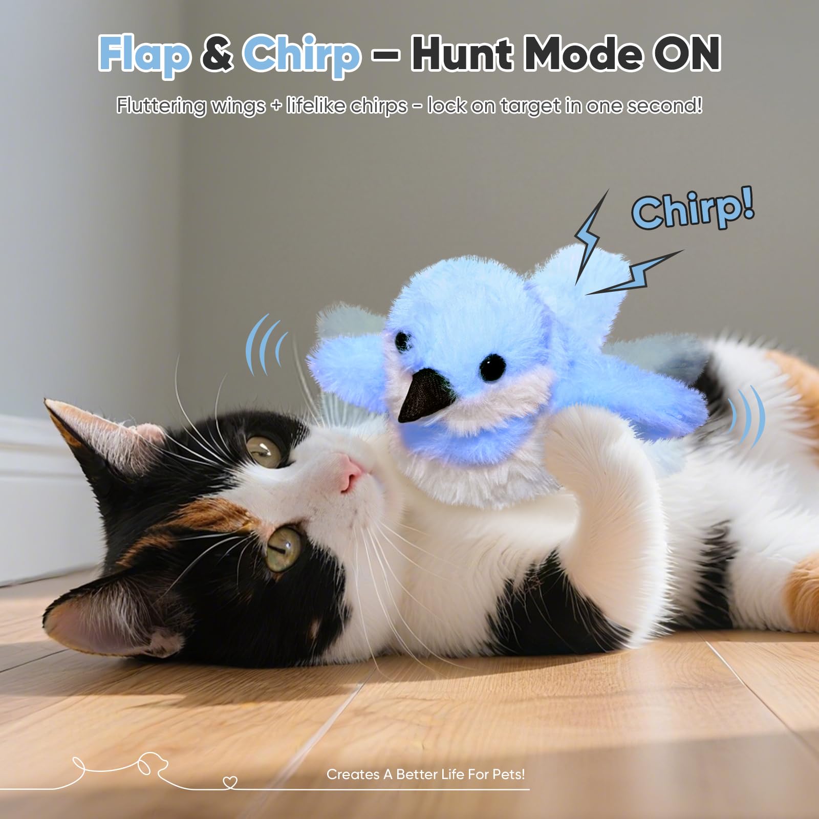 Petbobi Flappy Bird Toy chirping action to engage hunting instincts