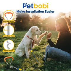 Petbobi 16in ground stake with spiral design for secure setup.